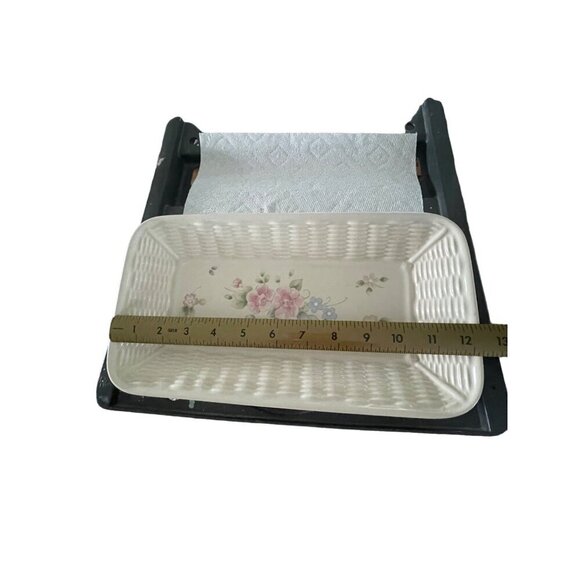 Pfaltzgraff USA Rectangular Floral Basketweave Ceramic Serving/Bread Tray - Picture 6 of 6